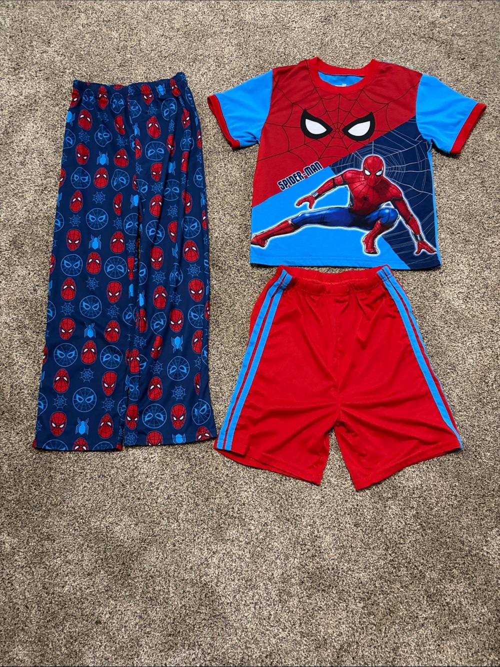 Marvel Spider-Man Red & Blue Boys 3-Piece Costume Sleepwear Set Size 10